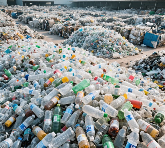 Sortieren ganzer Plastikflaschen